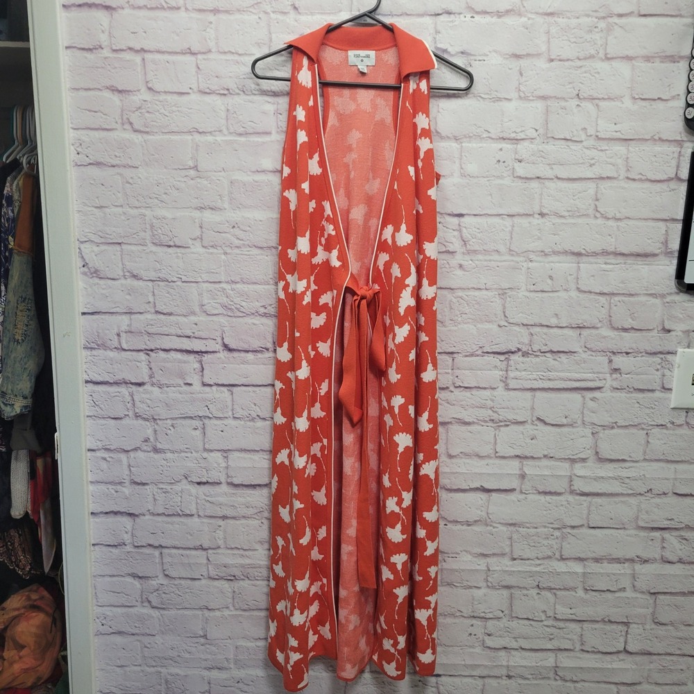 Diane Von Furstenberg Target Orange‎ Ginkgo Wrap Dress Size XXS Maxi Collared